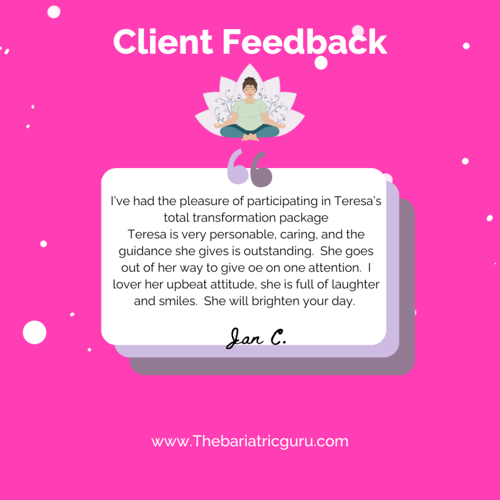 A confident bariatric surgery patient reflecting on his transformation after gaining clarity and motivation through mindset coaching with Teresa.
